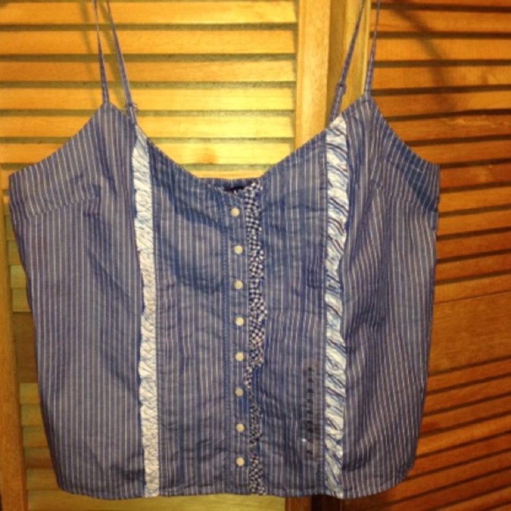 Gap Blue Chambray Spaghetti Strap Top